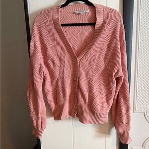 LOFT Pink Cable Knit Cardigan